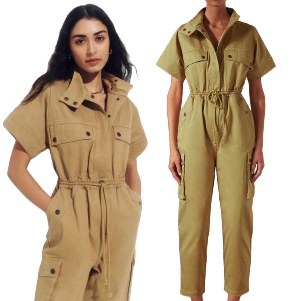 Shona Joy NERUDA UTILITY BOILER SUIT WHEAT Khaki Combat Utility Jumpsuit